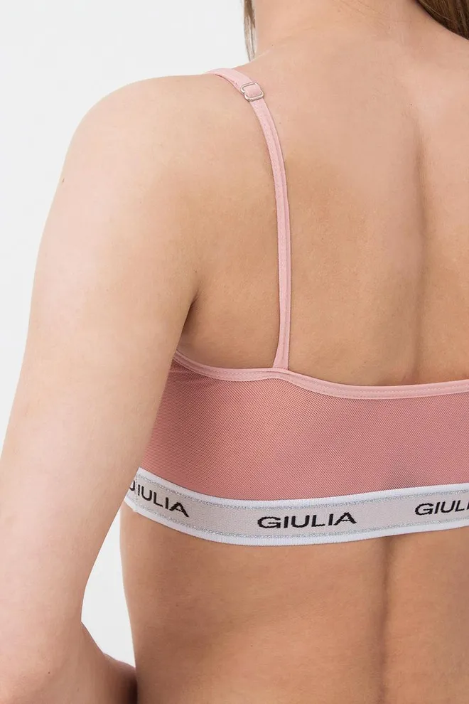 Прозрачный топ в сетку на широкой резинке Top Net 4101/40 Giulia (powder)