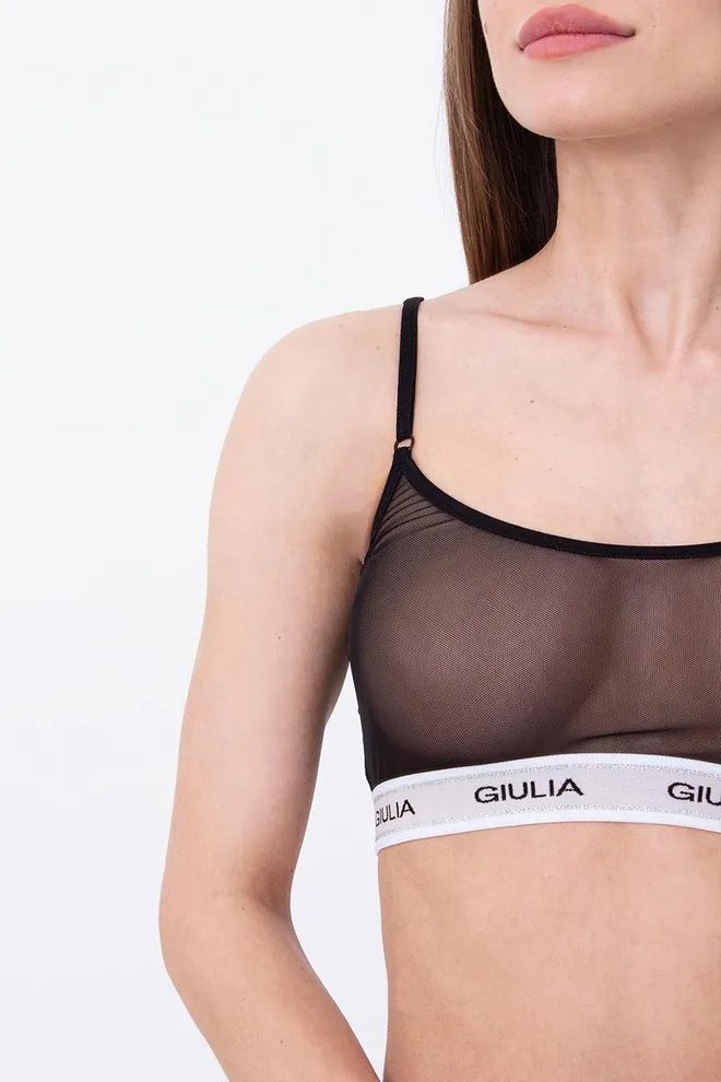 Прозрачный топ в сетку на широкой резинке Top Net 4101/40 Giulia (black)