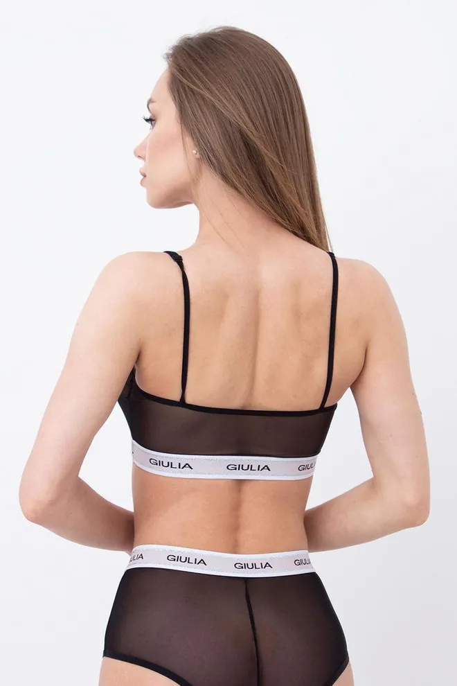 Прозрачный топ в сетку на широкой резинке Top Net 4101/40 Giulia (black)