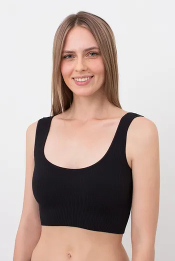 Безшовний топ в рубчик на широких бретелях TOP RIB Giulia (black), чорний Безшовний топ в рубчик на широких бретелях TOP RIB Giulia (black), чорний