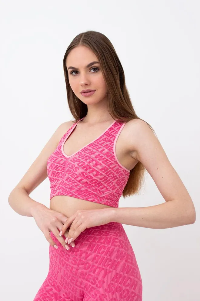 Безшовний топ в рубчик на широких бретелях Top rib wellness Giulia (без упаковки) (bubblegum)