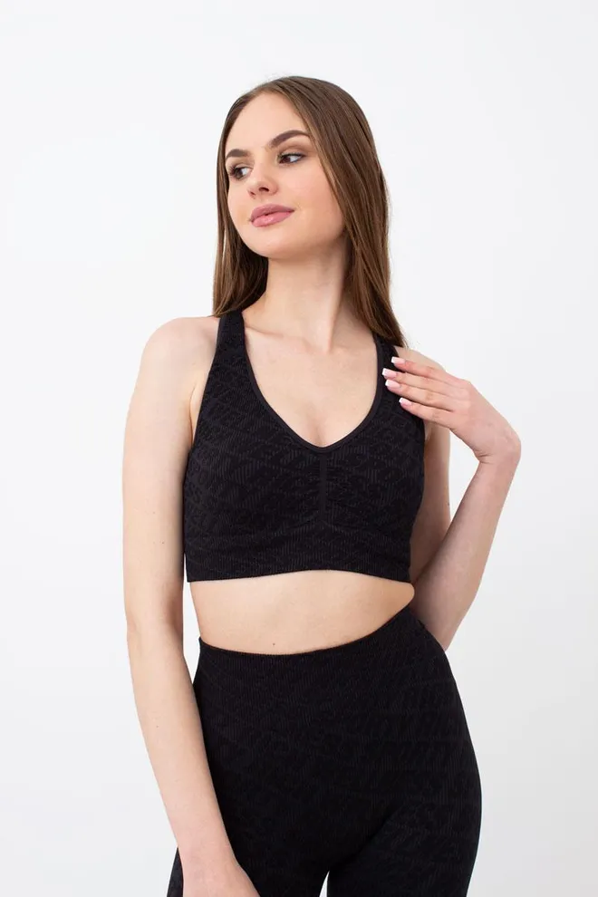 Безшовний топ в рубчик на широких бретелях Top rib wellness Giulia (без упаковки) (black), чорний