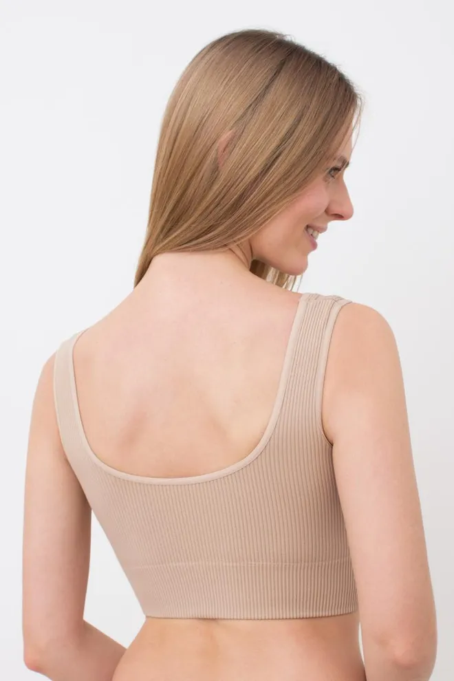 Бесшовный топ в рубчик на широких бретелях TOP RIB Giulia (naturale), бежевый