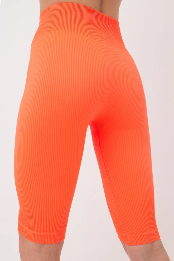 Велосипедки женские в рубчик Tracks rib Giulia (orange neon)