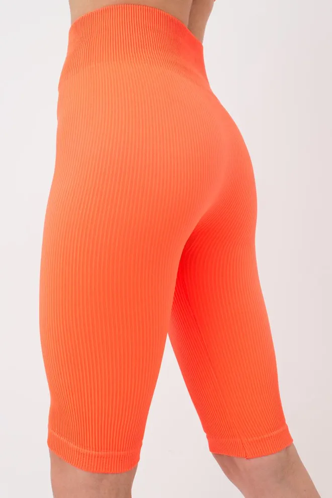 Велосипедки женские в рубчик Tracks rib Giulia (orange neon)