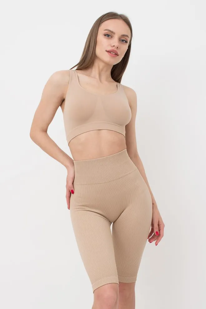 Велосипедки женские в рубчик Tracks rib Giulia (naturale), бежевый