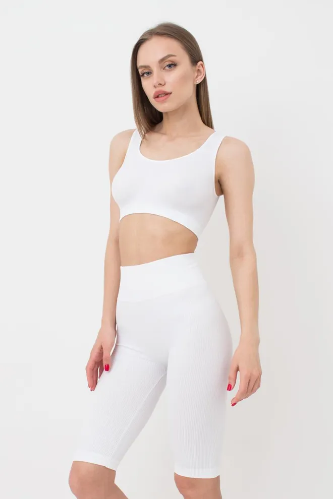 Велосипедки женские в рубчик Tracks rib Giulia (white), белый