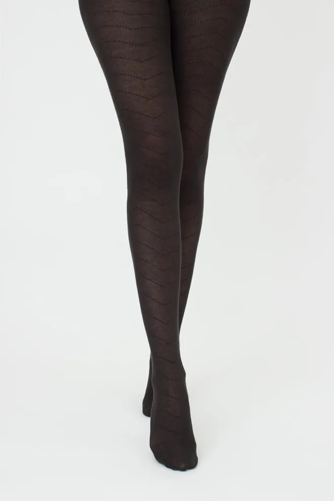 Колготки теплые с узором Twill 180 den model 1 Giulia (black)