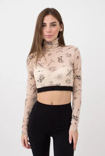 Кроп-топ в сеточку Tatoo 4103/07 (beige tatoo), бежевый Кроп-топ в сеточку Tatoo 4103/07 (beige tatoo), бежевый