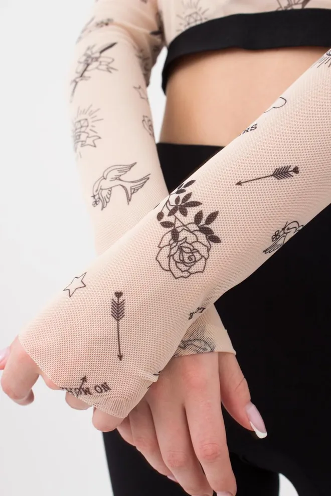 Кроп-топ в сеточку Tatoo 4103/07 (beige tatoo), бежевый