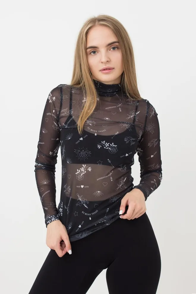 Водолазка в сетку TATOO 4901/07 Giulia (black tattoo), черный