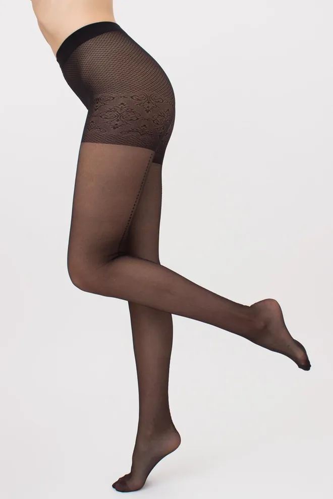 Колготки со швом в горох Virginia 20 den model 1 Giulia (nero)