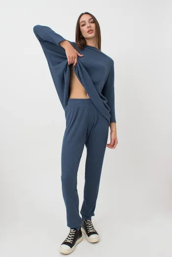 Штаны с манжетами в рубчик WARMLY TOUCH 4308/150 Giulia (epruse), синий Штаны с манжетами в рубчик WARMLY TOUCH 4308/150 Giulia (epruse), синий