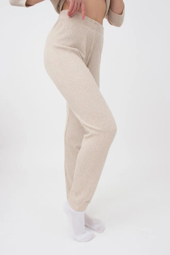 Штаны с манжетами в рубчик WARMLY TOUCH 4308/150 Giulia (milk), бежевый