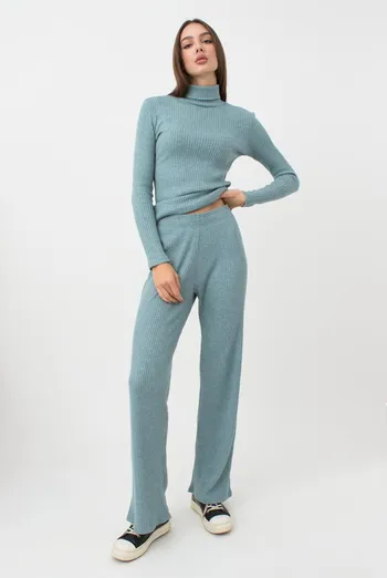 Штаны клёш в рубчик WARMLY TOUCH 4319/150 Giulia (mint green), зеленый