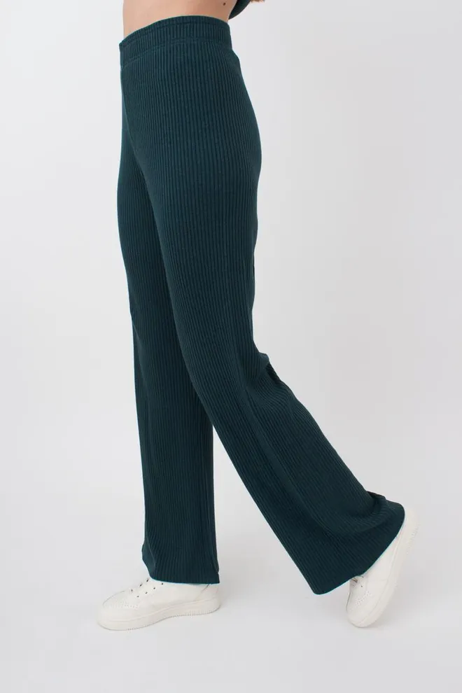 Штаны клёш в рубчик WARMLY TOUCH 4319/150 Giulia (ocean), зеленый
