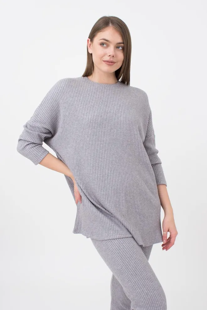 Кофта длинная в рубчик Warmly Touch 4412/150 Giulia (grey)
