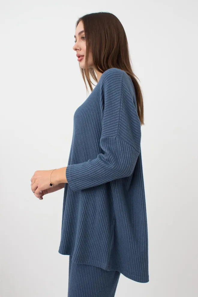 Кофта длинная в рубчик Warmly Touch 4412/150 Giulia (epruse)