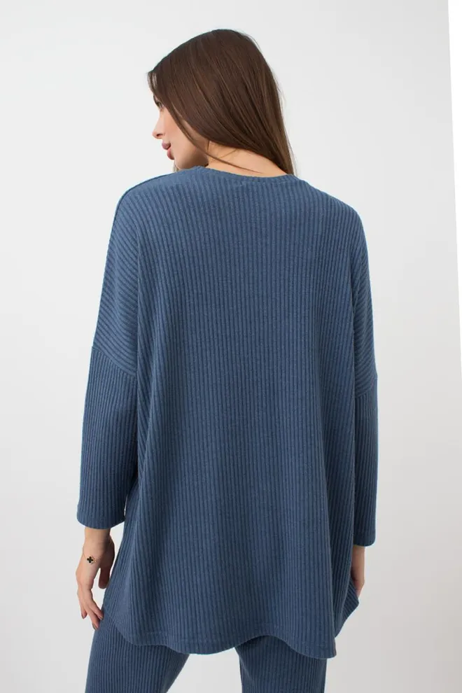 Кофта длинная в рубчик Warmly Touch 4412/150 Giulia (epruse)