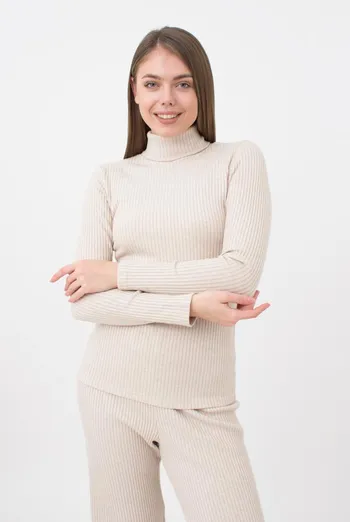 Кофта водолазка в рубчик WARMLY TOUCH 4904/150 Giulia (milk), бежевый