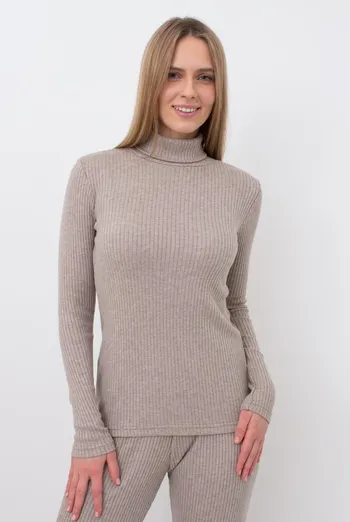 Кофта водолазка в рубчик WARMLY TOUCH 4904/150 Giulia (dark beige), бежевый