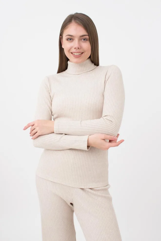 Кофта водолазка в рубчик WARMLY TOUCH 4904/150 Giulia (milk), бежевый