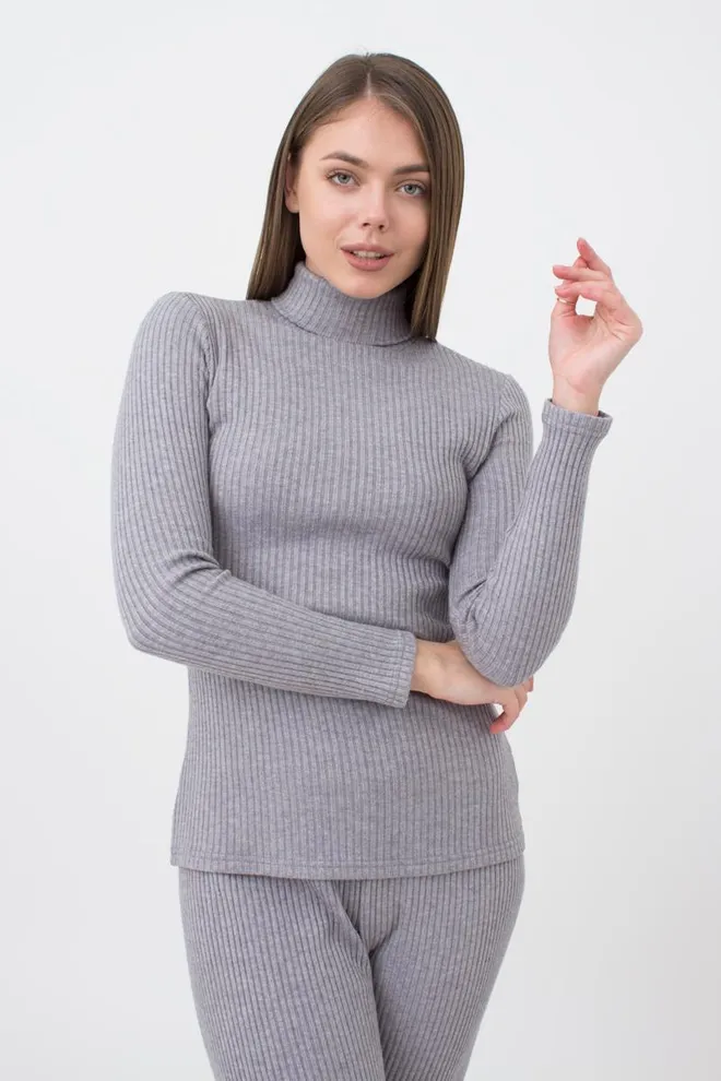 Кофта водолазка в рубчик WARMLY TOUCH 4904/150 Giulia (grey), серый