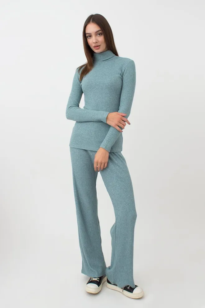 Кофта водолазка в рубчик WARMLY TOUCH 4904/150 Giulia (mint green), зеленый