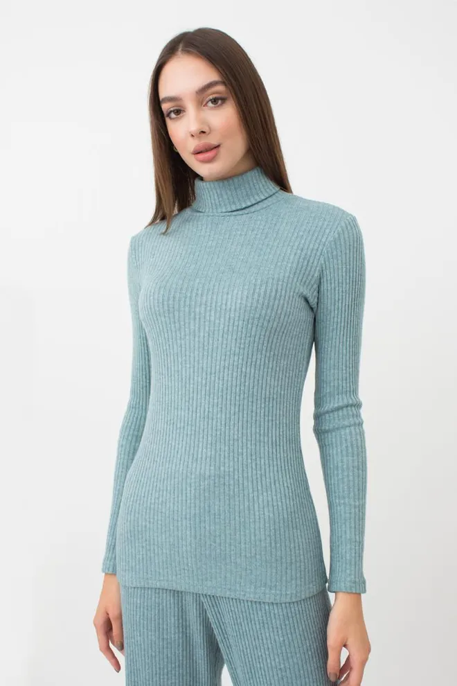 Кофта водолазка в рубчик WARMLY TOUCH 4904/150 Giulia (mint green), зеленый