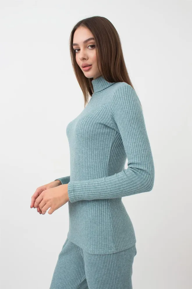 Кофта водолазка в рубчик WARMLY TOUCH 4904/150 Giulia (mint green), зеленый