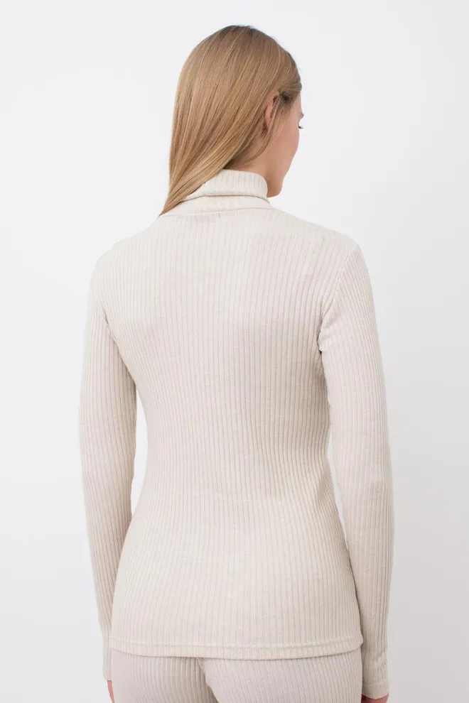 Кофта водолазка в рубчик WARMLY TOUCH 4904/150 Giulia (light beige), бежевый