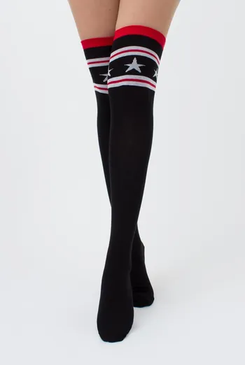 Гольфы ботфорты хлопковые с надписью WB1 fashion 009 Giulia (black) Гольфы ботфорты хлопковые с надписью WB1 fashion 009 Giulia (black)