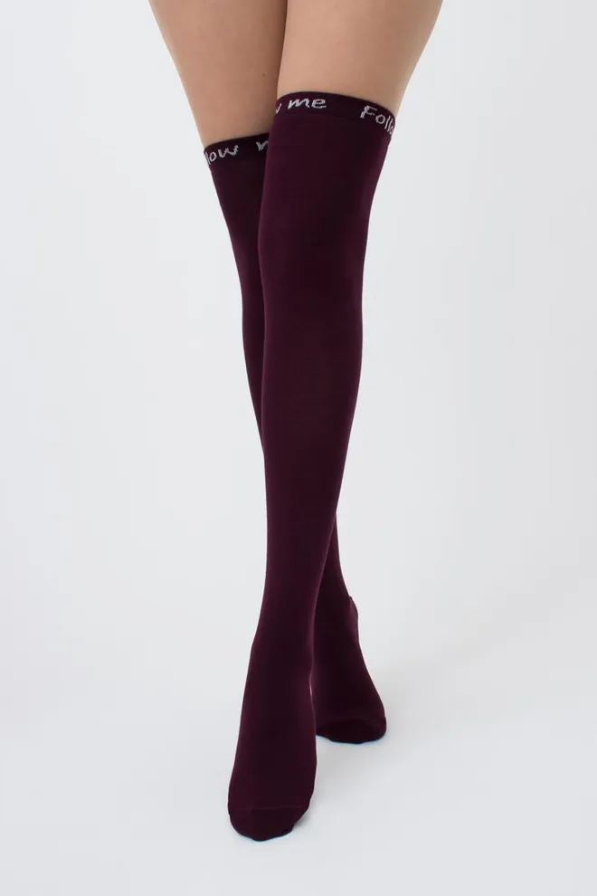 Гольфы ботфорты хлопковые с надписью WB1 fashion 010 Giulia (vintage grape)