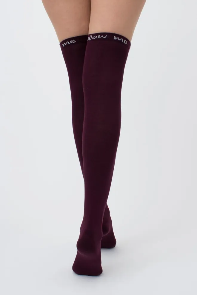 Гольфы ботфорты хлопковые с надписью WB1 fashion 010 Giulia (vintage grape)