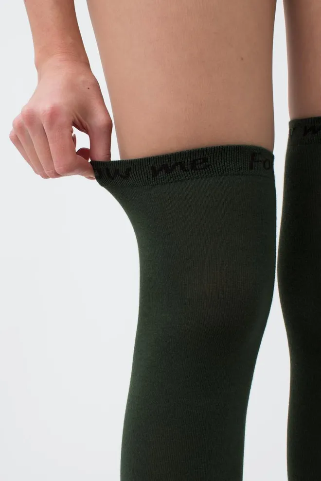 Гольфы ботфорты хлопковые с надписью WB1 fashion 010 Giulia (khaki)