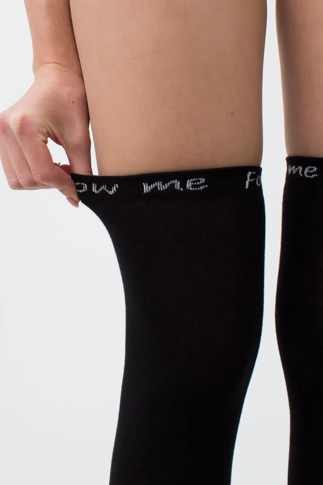 Гольфы ботфорты хлопковые с надписью WB1 fashion 010 Giulia (black)