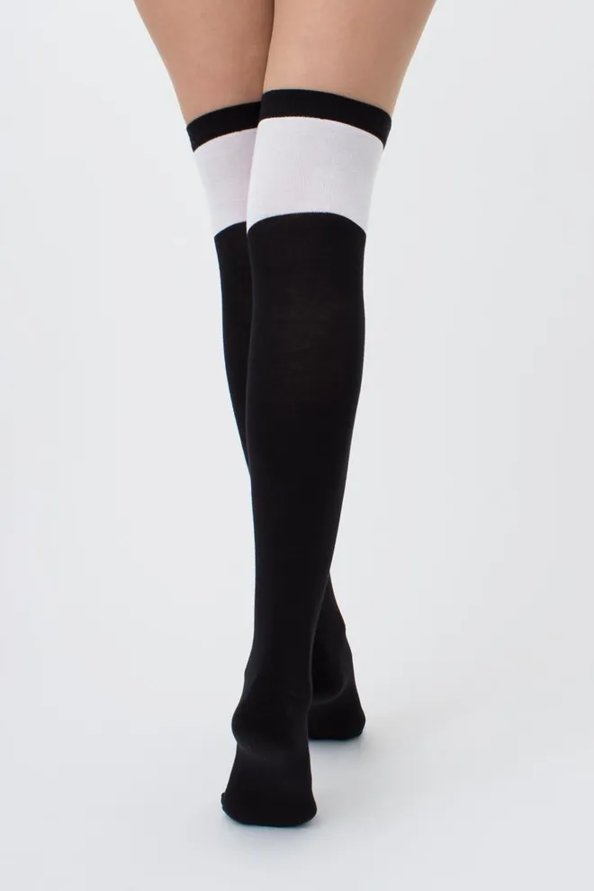 Гольфы ботфорты хлопковые с надписью WB1 fashion 014 Giulia (black)