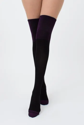 Гольфы ботфорты с люрексом WB1 lurex rib strong 001 Giulia (black/shiny pink metallic)