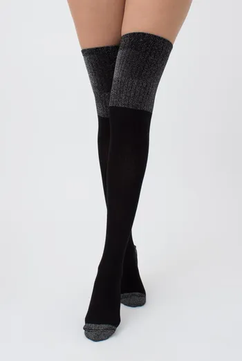 Гольфы ботфорты с люрексом WB1 lurex rib strong 001 Giulia (black/silver metallic)