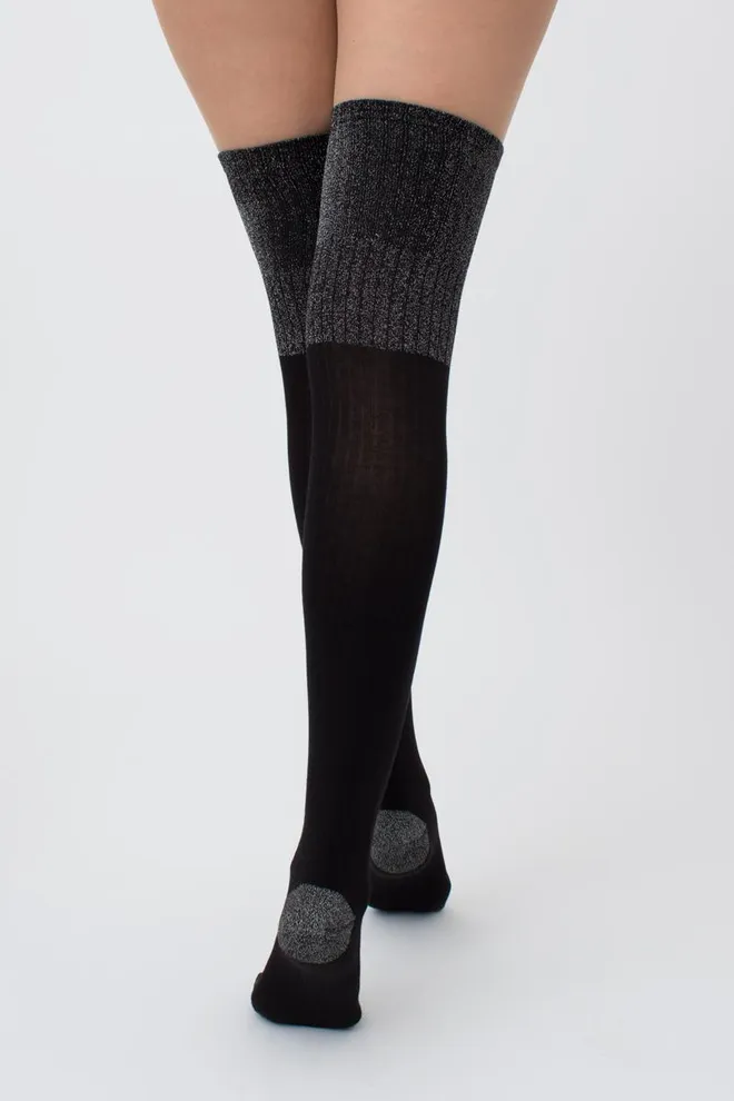 Гольфы ботфорты с люрексом WB1 lurex rib strong 001 Giulia (black/silver metallic)