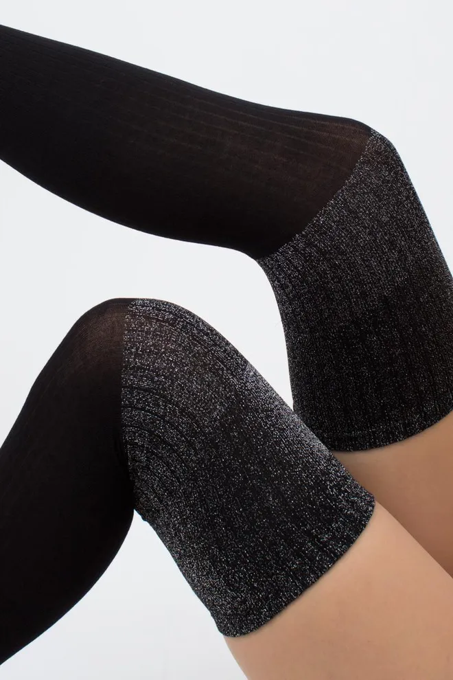 Гольфы ботфорты с люрексом WB1 lurex rib strong 001 Giulia (black/silver metallic)