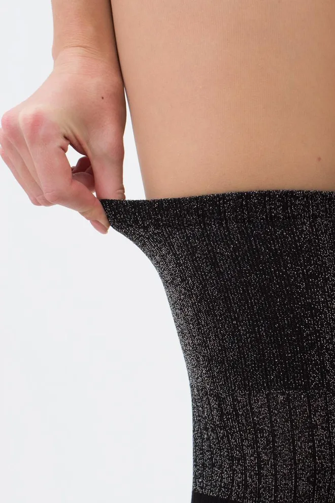 Гольфы ботфорты с люрексом WB1 lurex rib strong 001 Giulia (black/silver metallic)