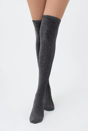 Гольфы ботфорты с люрексом WB1 lurex pa 001 Giulia (black/silver metallic)