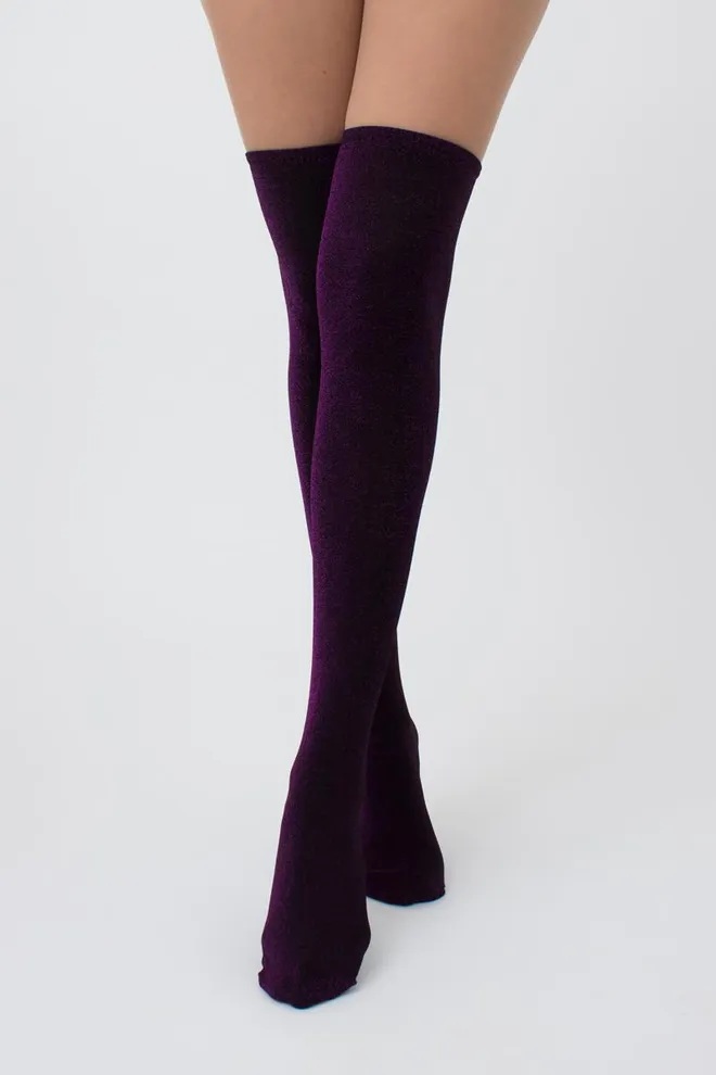 Гольфы ботфорты с люрексом WB1 lurex pa 001 Giulia (black/shiny pink metallic)