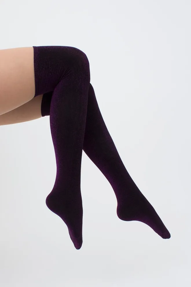 Гольфы ботфорты с люрексом WB1 lurex pa 001 Giulia (black/shiny pink metallic)