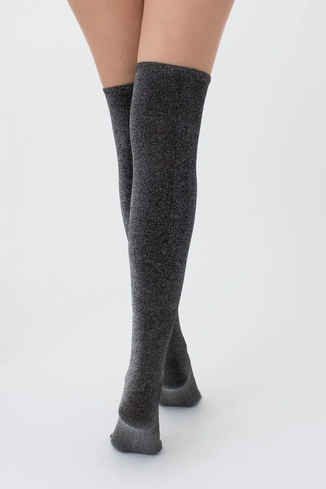 Гольфы ботфорты с люрексом WB1 lurex pa 001 Giulia (black/silver metallic)