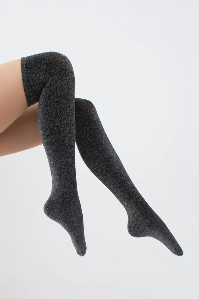 Гольфы ботфорты с люрексом WB1 lurex pa 001 Giulia (black/silver metallic)