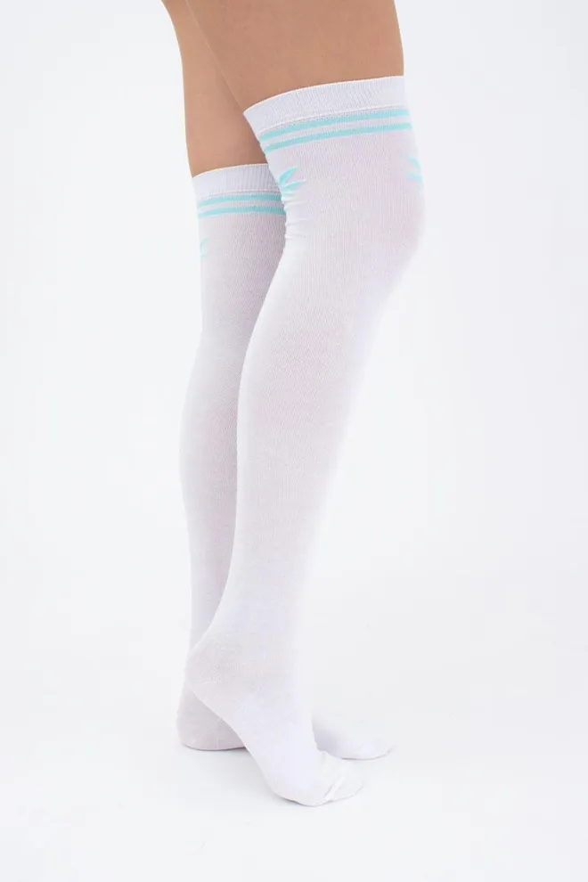 Гольфы ботфорты хлопковые с рисунком WBC-004 (WGL-004 gamb) Giulia (bianco/mint)