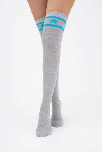 Гольфы ботфорты хлопковые с рисунком WBM-003 Giulia (light grey melange/turquoise) Гольфы ботфорты хлопковые с рисунком WBM-003 Giulia (light grey melange/turquoise)