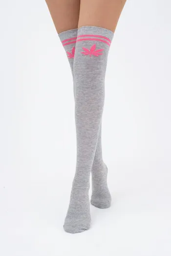 Гольфы ботфорты хлопковые с рисунком WBM-004 (WGL-004 melange gamb) Giulia (light grey melange/rose)